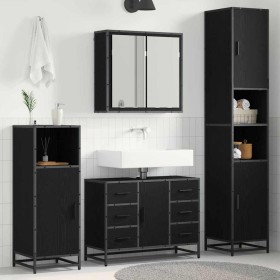 Juego de muebles de baño 4 pcs Roble negro 80 x 33 x 60 cm