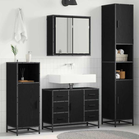 Juego de muebles de baño 4 pcs Roble negro 80 x 33 x 60 cm