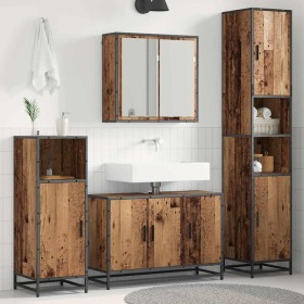 Juego de muebles de baño 4 pcs Madera vieja 90 x 33 x 60 cm