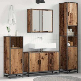 Juego de muebles de baño 4 pcs Madera vieja 90 x 33 x 60 cm