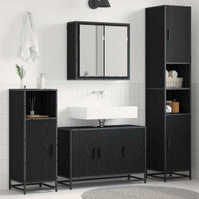 Juego de muebles de baño 4 pcs Roble negro 90 x 33 x 60 cm