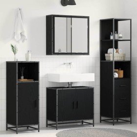 Juego de muebles de baño 3 pcs Roble negro 65 x 33 x 60 cm