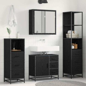 Juego de muebles de baño 4 pcs Roble negro 65 x 33 x 60 cm