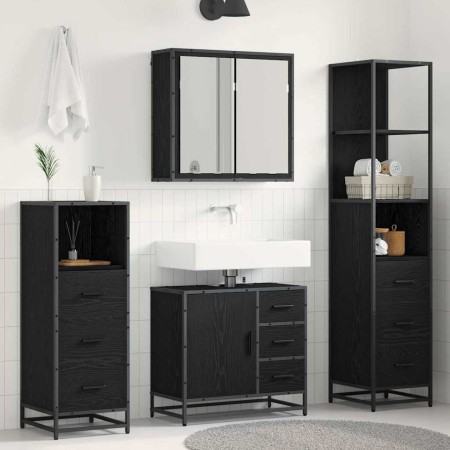 Juego de muebles de baño 4 pcs Roble negro 65 x 33 x 60 cm