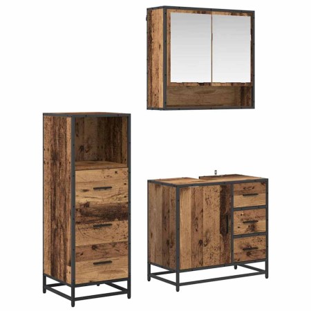 Juego de muebles de baño 3 pcs Madera vieja 65 x 33 x 60 cm