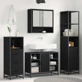 Juego de muebles de baño 4 pcs Roble negro 80 x 33 x 60 cm