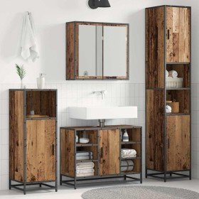 Juego de muebles de baño 4 pcs Madera vieja 80 x 33 x 60 cm