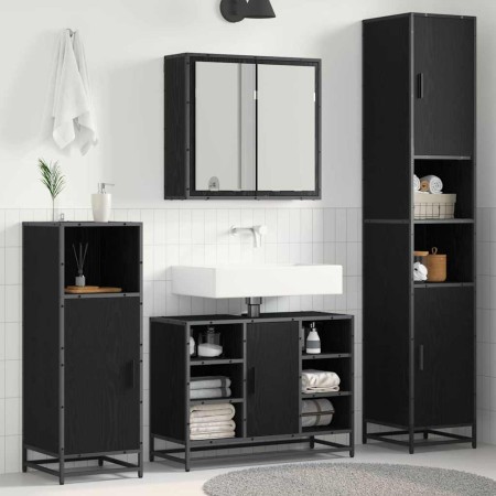 Juego de muebles de baño 4 pcs Roble negro 80 x 33 x 60 cm