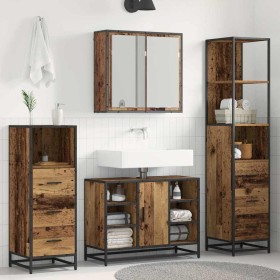 Juego de muebles de baño 4 pcs Madera vieja 80 x 33 x 60 cm