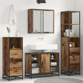 Juego de muebles de baño 4 pcs Madera vieja 80 x 33 x 60 cm