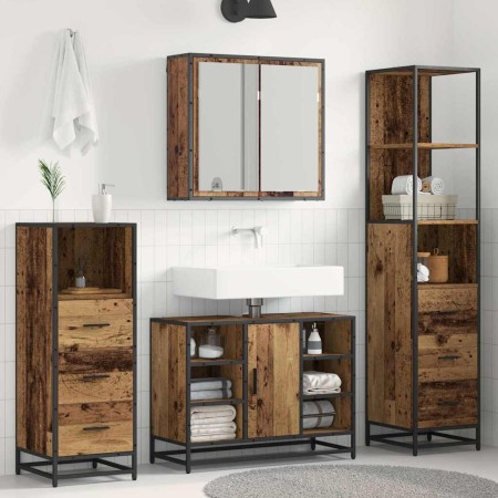 Juego de muebles de baño 4 pcs Madera vieja 80 x 33 x 60 cm