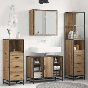 Juego de muebles de baño con cajón 4 pcs Roble artesanal en Muebles de baño | Comprar online en Foro24