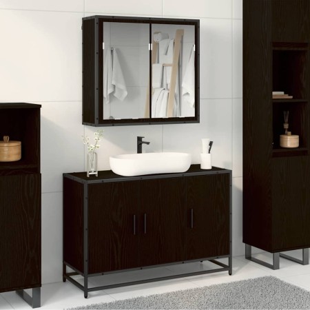 Juego de muebles de baño 2 pcs Roble negro 90 x 33 x 60 cm