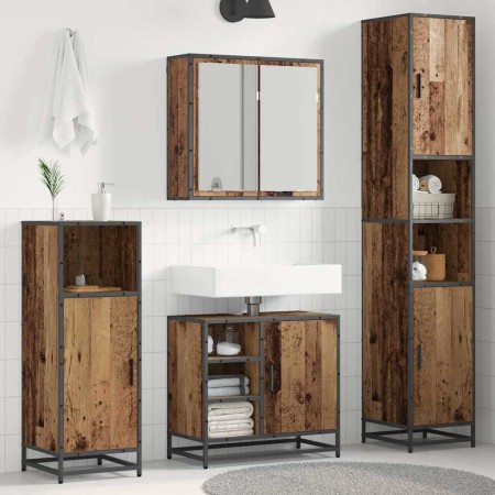 Juego de muebles de baño 3 pcs Madera vieja 65 x 33 x 60 cm