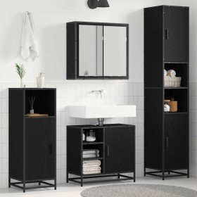 Juego de muebles de baño 3 pcs Roble negro 65 x 33 x 60 cm