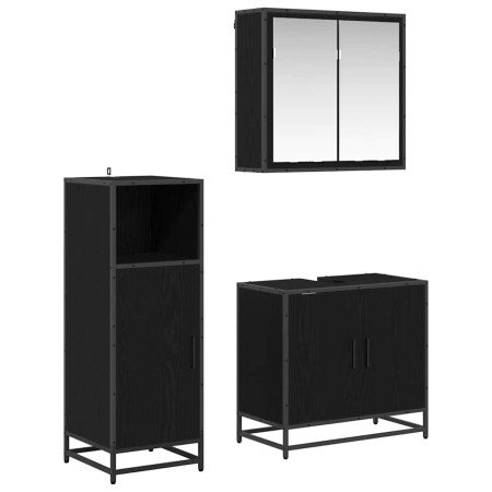 Juego de muebles de baño 3 pcs Roble Negro Madera de ingeniería en Muebles de baño | Comprar online en Foro24