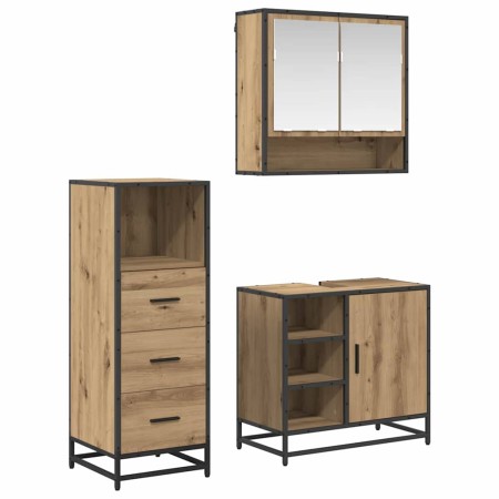 Juego de muebles de baño con cajón 3 pcs Roble artesanal en Muebles de baño | Comprar online en Foro24