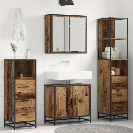 Juego de muebles de baño 4 pcs Madera vieja 65 x 33 x 60 cm