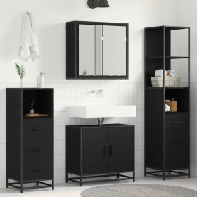 Juego de muebles de baño 4 pcs Roble negro 65 x 33 x 60 cm
