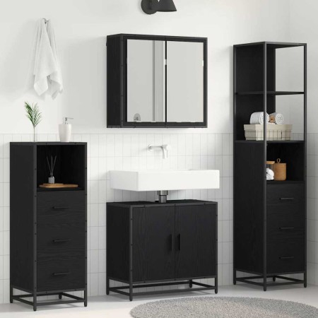 Juego de muebles de baño 4 pcs Roble negro 65 x 33 x 60 cm