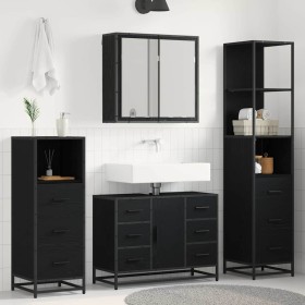 Juego de muebles de baño 3 pcs Roble negro 80 x 33 x 60 cm