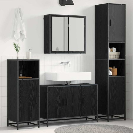 Juego de muebles de baño 3 pcs Roble negro 90 x 33 x 60 cm