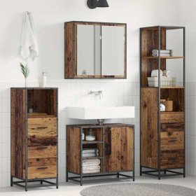 Juego de muebles de baño con cajón 3 pcs Madera envejecida en Muebles de baño | Comprar online en Foro24