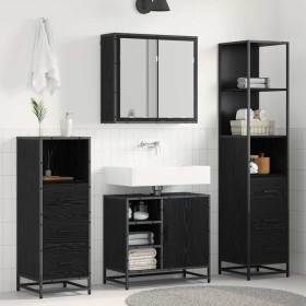 Juego de muebles de baño 3 pcs Roble negro 65 x 33 x 60 cm
