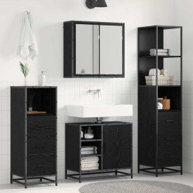 Juego de muebles de baño 3 pcs Roble negro 65 x 33 x 60 cm