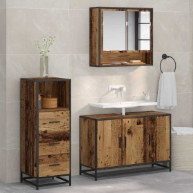 Juego de muebles de baño 3 pcs Madera vieja 90 x 33 x 60 cm