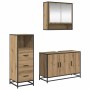 Juego de muebles de baño 3 pcs Roble artisan 90 x 33 x 60 cm