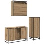 Juego de muebles de baño 3 pcs Roble artisan 90 x 33 x 60 cm