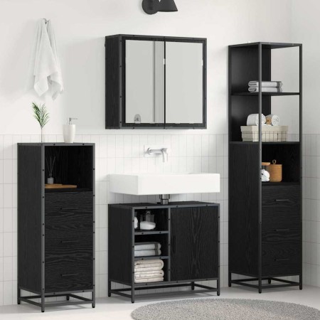 Juego de muebles de baño 4 pcs Roble negro 65 x 33 x 60 cm