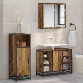 Juego de muebles de baño 3 pcs Madera vieja 80 x 33 x 60 cm