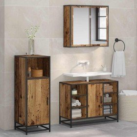 Juego de muebles de baño 3 pcs Madera vieja 80 x 33 x 60 cm