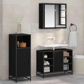 Juego de muebles de baño 3 pcs Roble negro 80 x 33 x 60 cm