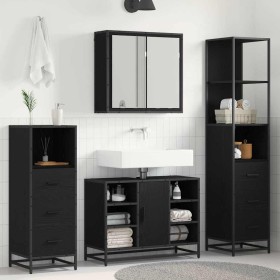 Juego de muebles de baño 3 pcs Roble negro 80 x 33 x 60 cm