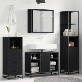 Juego de muebles de baño 3 pcs Roble negro 80 x 33 x 60 cm