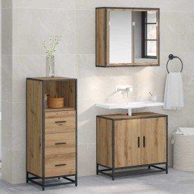 Juego de muebles de baño con cajón 3 pcs Roble artesanal en Muebles de baño | Comprar online en Foro24