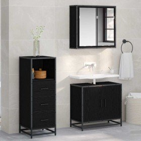 Juego de muebles de baño 3 pcs Roble negro 65 x 33 x 60 cm