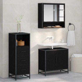 Juego de muebles de baño 3 pcs Roble negro 65 x 33 x 60 cm