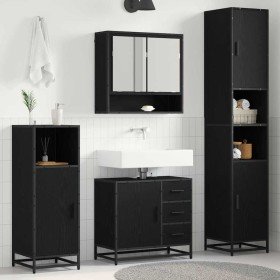 Juego de muebles de baño 4 pcs Roble negro 35 x 37.5 x 188.5 cm