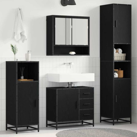 Juego de muebles de baño 4 pcs Roble negro 35 x 37.5 x 188.5 cm
