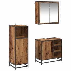 Juego de muebles de baño 3 pcs Madera vieja 65 x 33 x 60 cm