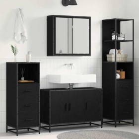 Juego de muebles de baño 3 pcs Roble negro 90 x 33 x 60 cm