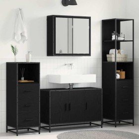 Juego de muebles de baño 3 pcs Roble negro 90 x 33 x 60 cm