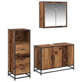 Juego de muebles de baño 3 pcs Madera vieja 90 x 33 x 60 cm