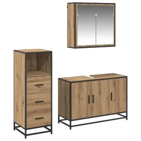 Juego de muebles de baño 3 pcs Roble artisan 90 x 33 x 60 cm