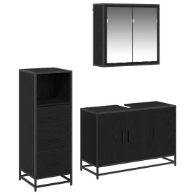 Juego de muebles de baño 3 pcs Roble negro 90 x 33 x 60 cm