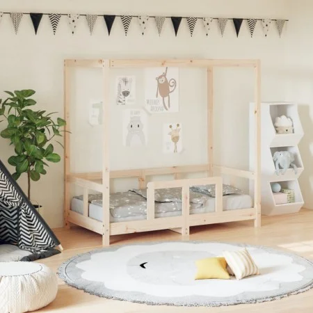 Kinderbettgestell aus massivem Kiefernholz 70x140 cm von vidaXL, Kinderbetten und Betten für Kinder - Ref: Foro24-834510, Pre...